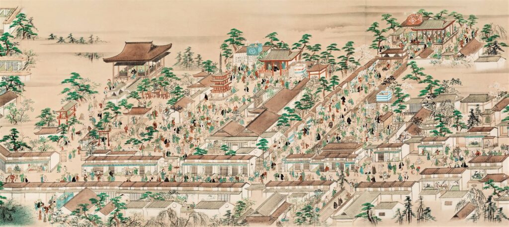 「享元絵巻」の部分　宗春の春を謳歌する名古屋人　1736年頃　名古屋城天守博物館　蔵